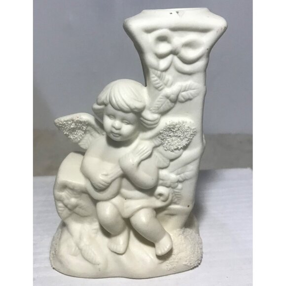 JOY Candle Holders Set Of 3 Angel Cherub Bisque - Picture 2 of 16